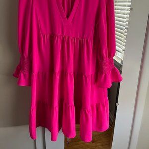 Tuckernuck - POMANDER PLACE Electric Pink Crepe Kenzo Dress